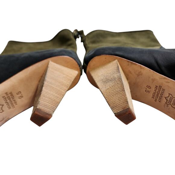 Matt Bernson Jameson Two Tone Suede Pull On Heeled Boots Size 9.5 Blue Green - Picture 12 of 13